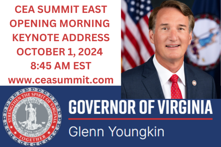 Virginia Governor to deliver opening keynote address at CEA Summit